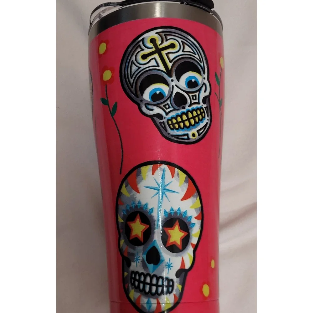 Tervis 30oz Stainless Stl Tumbler Day of the Dead Insulatd Sugar Skull Pink NEW